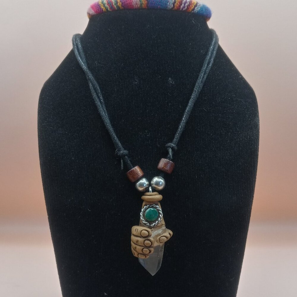 Unisex Adjustable Natural Stone Powerful Shaman Hand Necklace